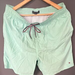 Tommy Hilfiger Men's Light Green Swim Shorts L/G Drawstring Mesh Lining Pockets